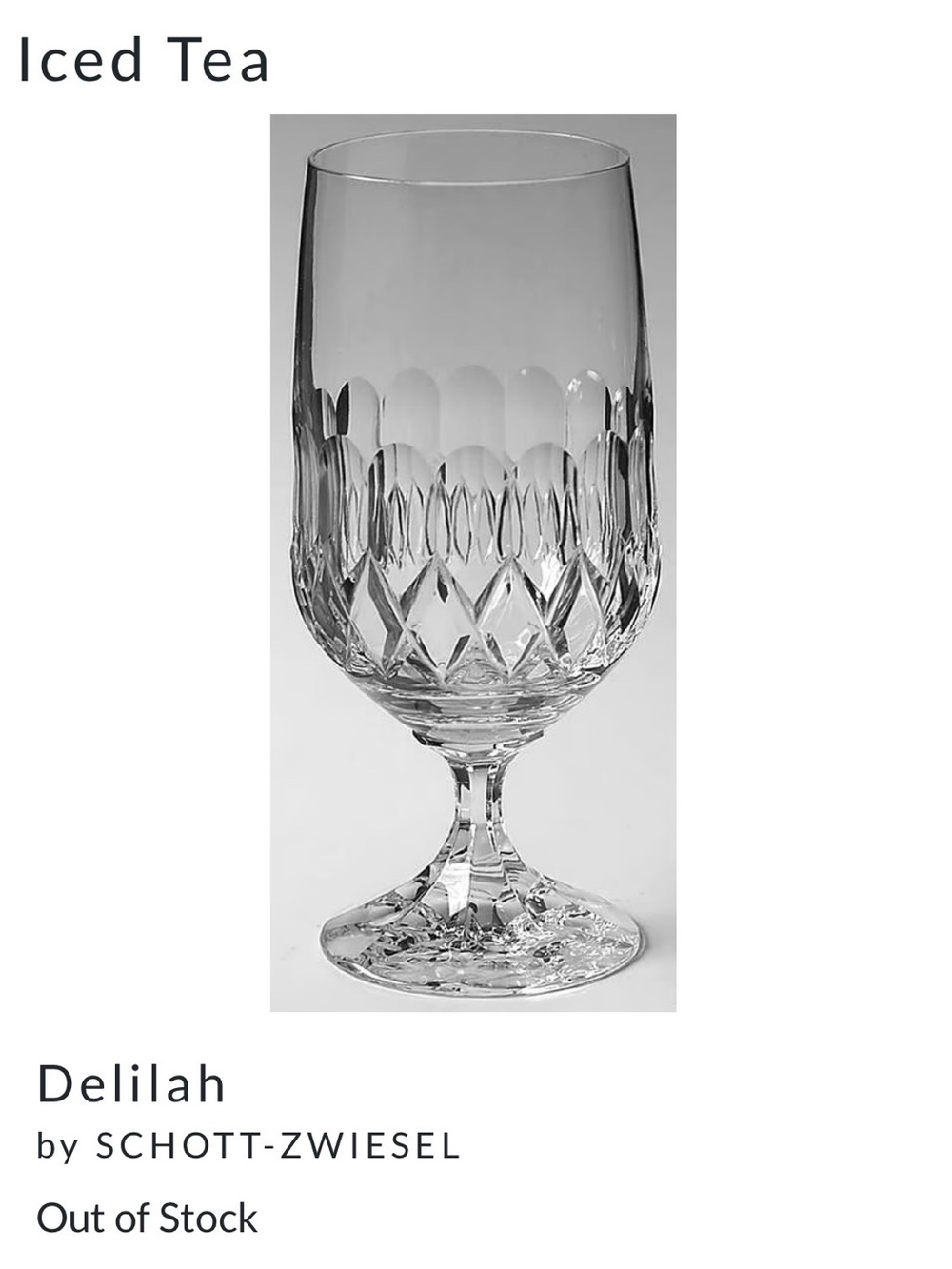 Set Of 6 Vintage Schott-Zwiesel Delilah Iced Tea Glasses Goblets Diamond Ct Rare